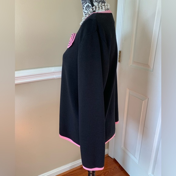 SAG Harbor- women’s button up cardigan, black and pink, size XL - Picture 4 of 9